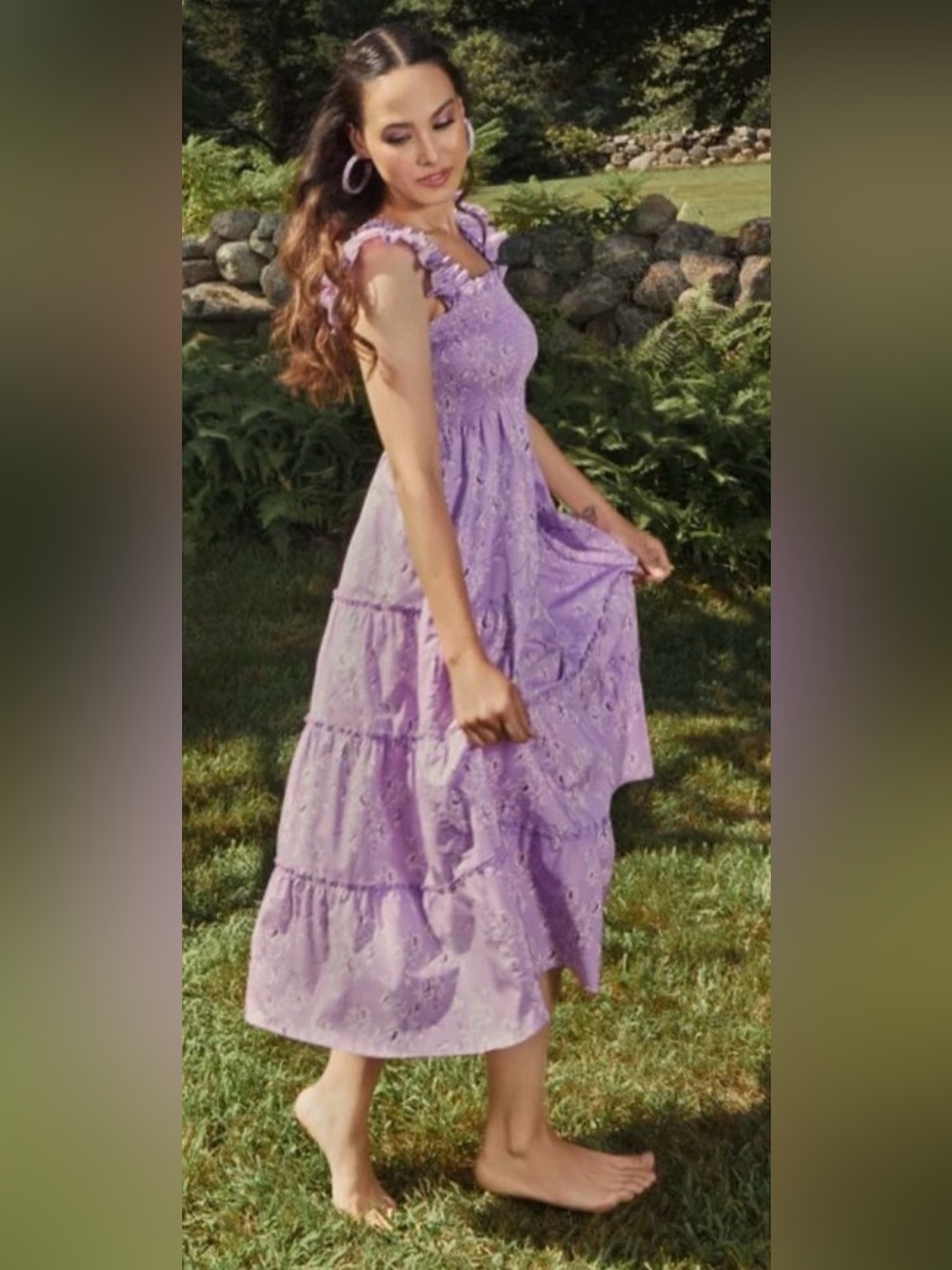 Hill House Lavender Eyelet Tiered Midi Dress